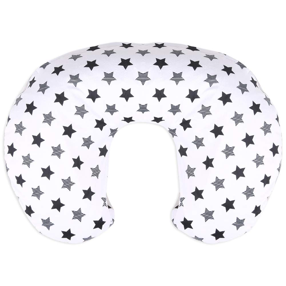 Moro Nursing Pillow Slipcover Minky For Boys And Girls, Super Soft Classic Nursing Pillow Cover With Little Stars Printed And Dotted Backing