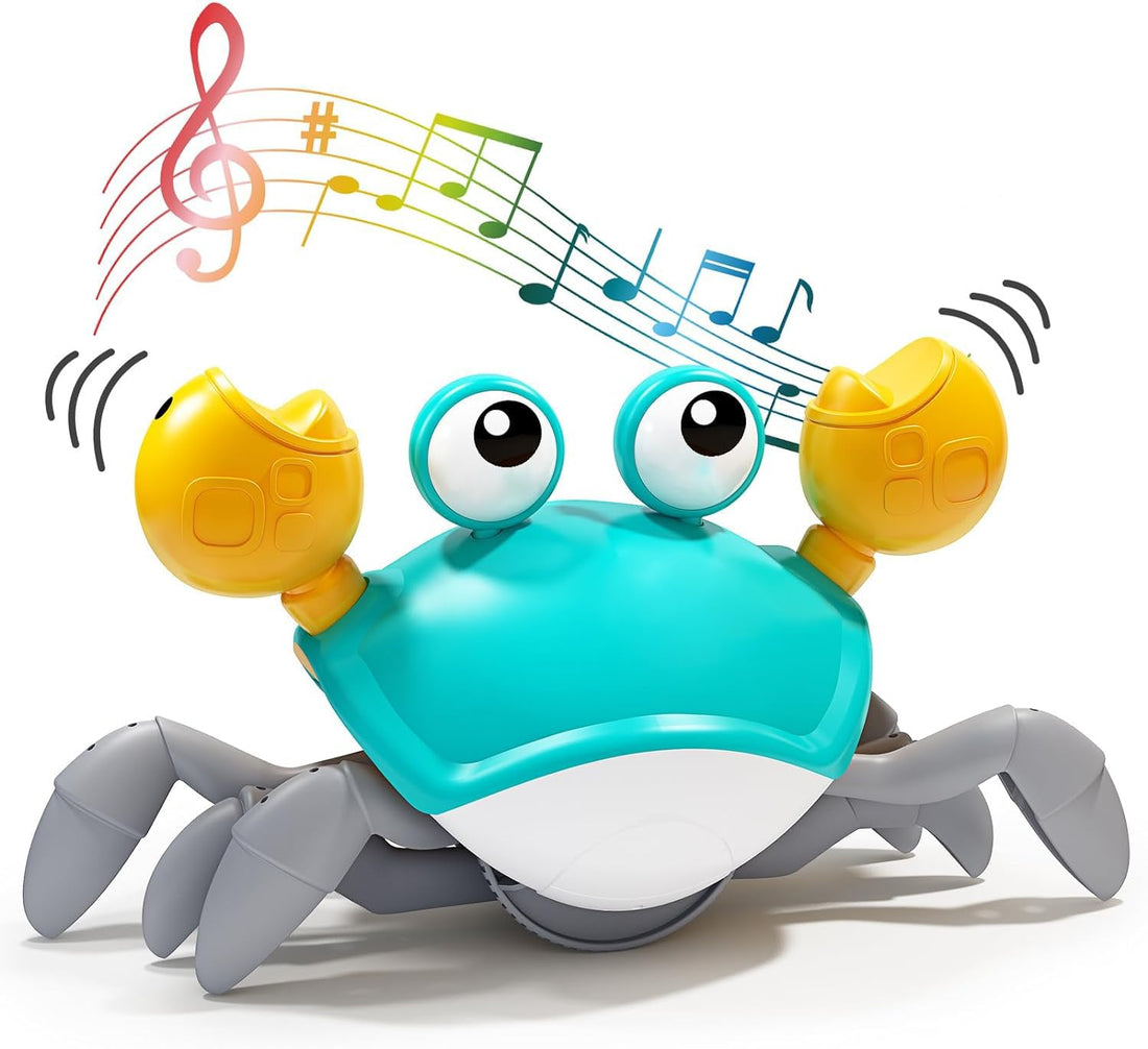 音楽付き子供用ハイハイカニおもちゃ、電子ライトアップハイハイおもちゃ、自動的に障害物を回避、子供用動くおもちゃ、男の子、女の子用 知育玩具