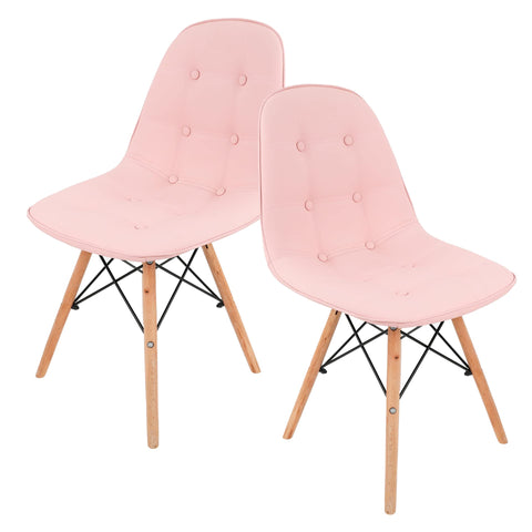 GAON. Set of 2 Eames Modern Chairs with Buttons Elegant and Advantage Design | Dining Room Chair, Office, Living Room Minimalist Style | Various Colors (Pink)