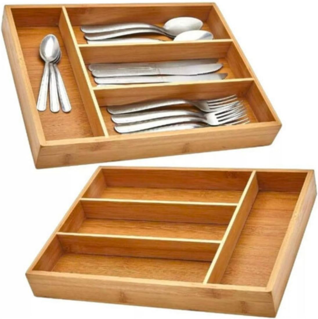 Spaceshoop Cutlery Holder Drawer Organizer, Bamboo, Multipurpose, 1 Piece