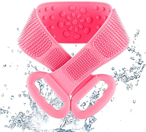 31.5 Inch Back Scrubber For Shower, Durable Silicone Exfoliating Body Scrubber,Cleaner Than Loofah Body In The Shower,Suitable for All Kinds of Skin Cleaning Women Men For Use In Shower Brush(Pink)