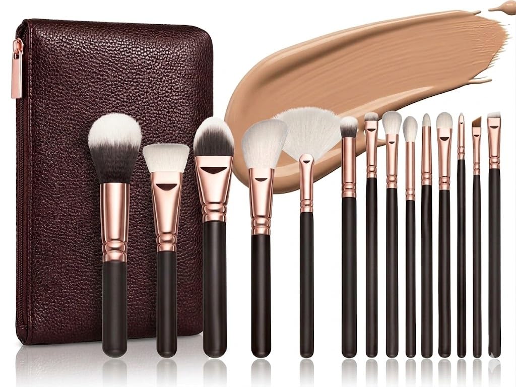 Makeup Brushes Professional Makeup Brush Set 15 Pcs Premium Synthetic Make Up Brushes Foundation Brushes Blending Face Powder Blush Eyeshadow Makeup Brush