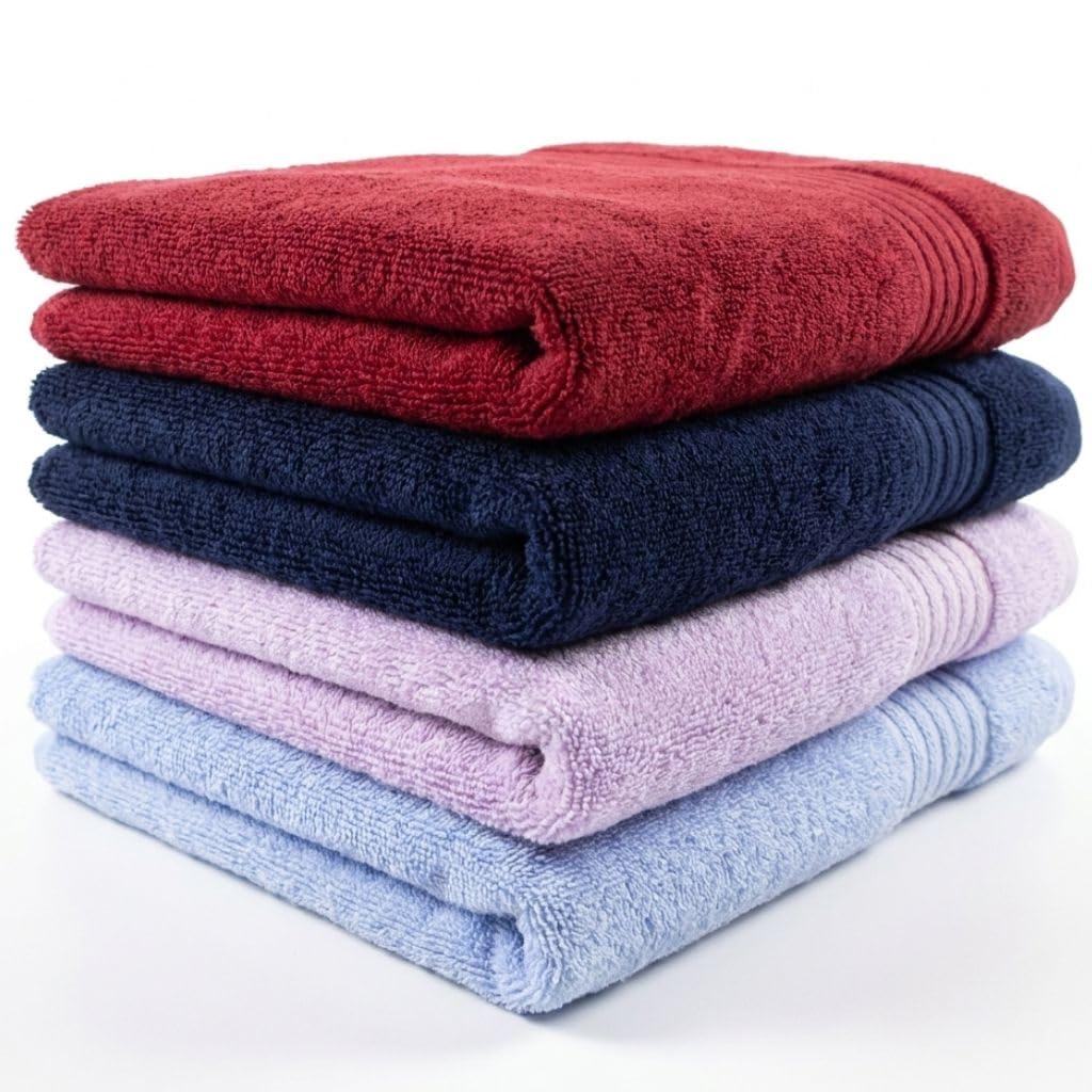 Large Cotton Bath Towel Set - 100% Cotton, 4 Highly Absorbent Bath Towels 50 * 100 cm, Soft Face Towels Multicolor