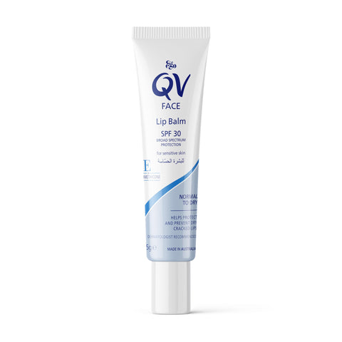 QV Face Lip Balm SPF 30, 15g - Broad Spectrum UVA/UVB Protection, Moisturizing and Soothing, Fragrance-Free, Hypoallergenic, Ideal for Dry and Sensitive Lips