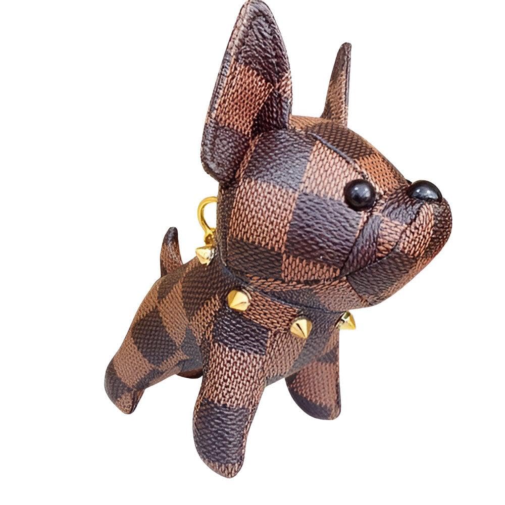 Keychain - Dog Made of Beautiful Faux Leather French Bulldog PU Leather Creative Cute Animal Keyring Family Friend Partner Gift