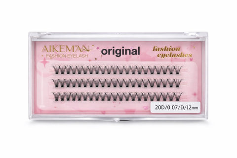 60 Pcs 20D Mink Cluster Lash Extensions 12mm, 0.07 D Curl Individual Volume Lash Fans for Extended Length Styling, Salon & DIY Lash Application