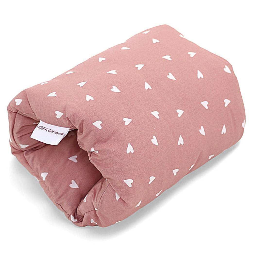 HOBEA-Germany Mini Breastfeeding Pillow, Arm Nursing Pillow, Small Nursing Pillow for Travel, Nursing Muff Travel Nursing Pillow in Various Designs (Hearts Dusky Pink)