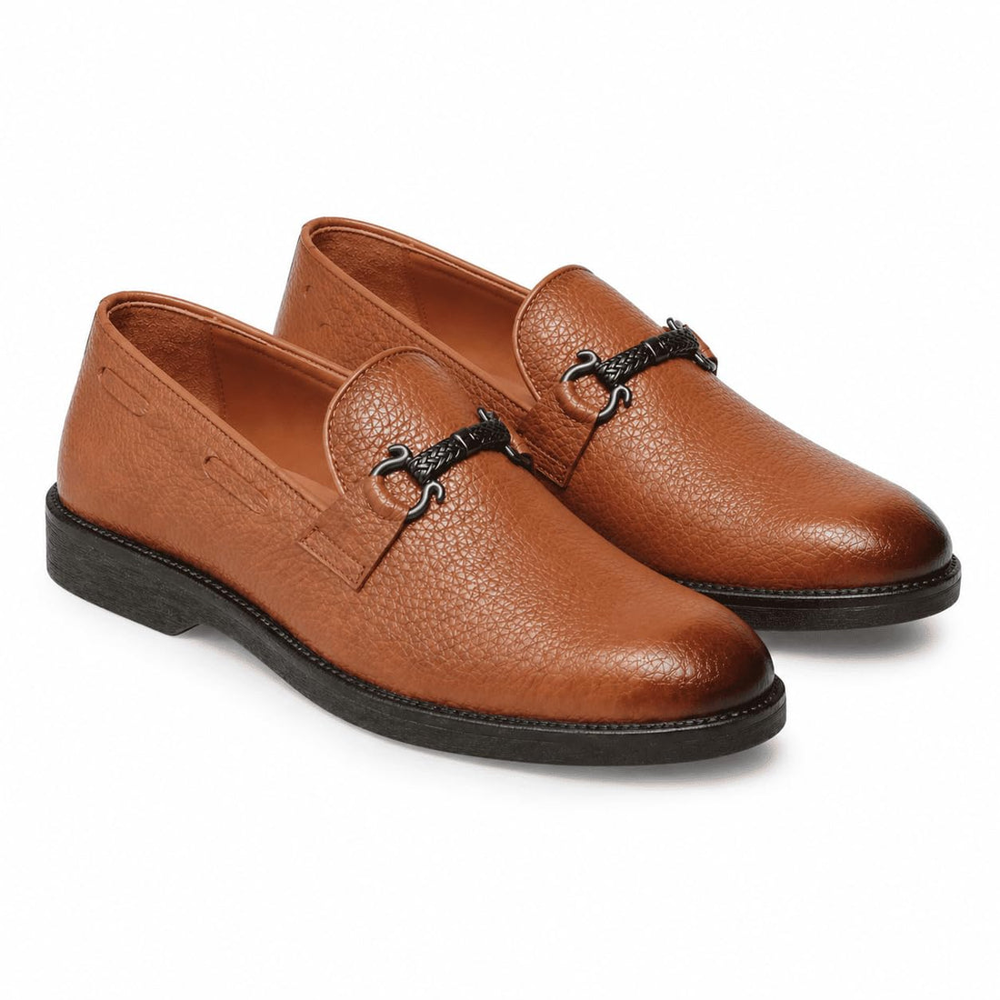 Men’s classic loafer shoes – slip-on design crafted from genuine leather, featuring an elegant metal detail, with a comfortable insole and a durable, flexible outsole. Size -