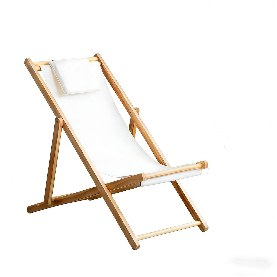 Outdoor Lounges Chair, Portable Reclining Camping Chair, Outdoor Folding Wood Beach Chairs with Pillow, 4 gears adjustable, Suitable for Balcony, Patio, Pool, Picnic