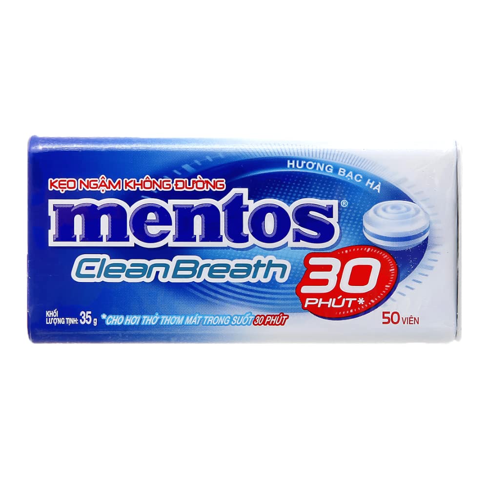 Mentos Menthol Clean Breath 30 Minutes Sugarfree Mints, 35 g