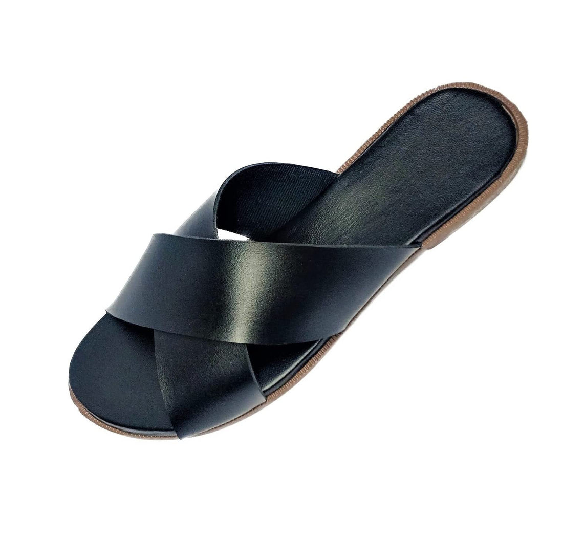 Women Slippers - Womens Slippers - Leather Flat - Flexible Comfort Sole