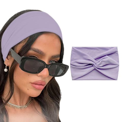 Knitted Cotton Headband for Women's, 95% Cotton, Turban Headband for Women Girls Headwrap Accessories for Women and Girls Cute Knot Hair. (Purple, One Size)