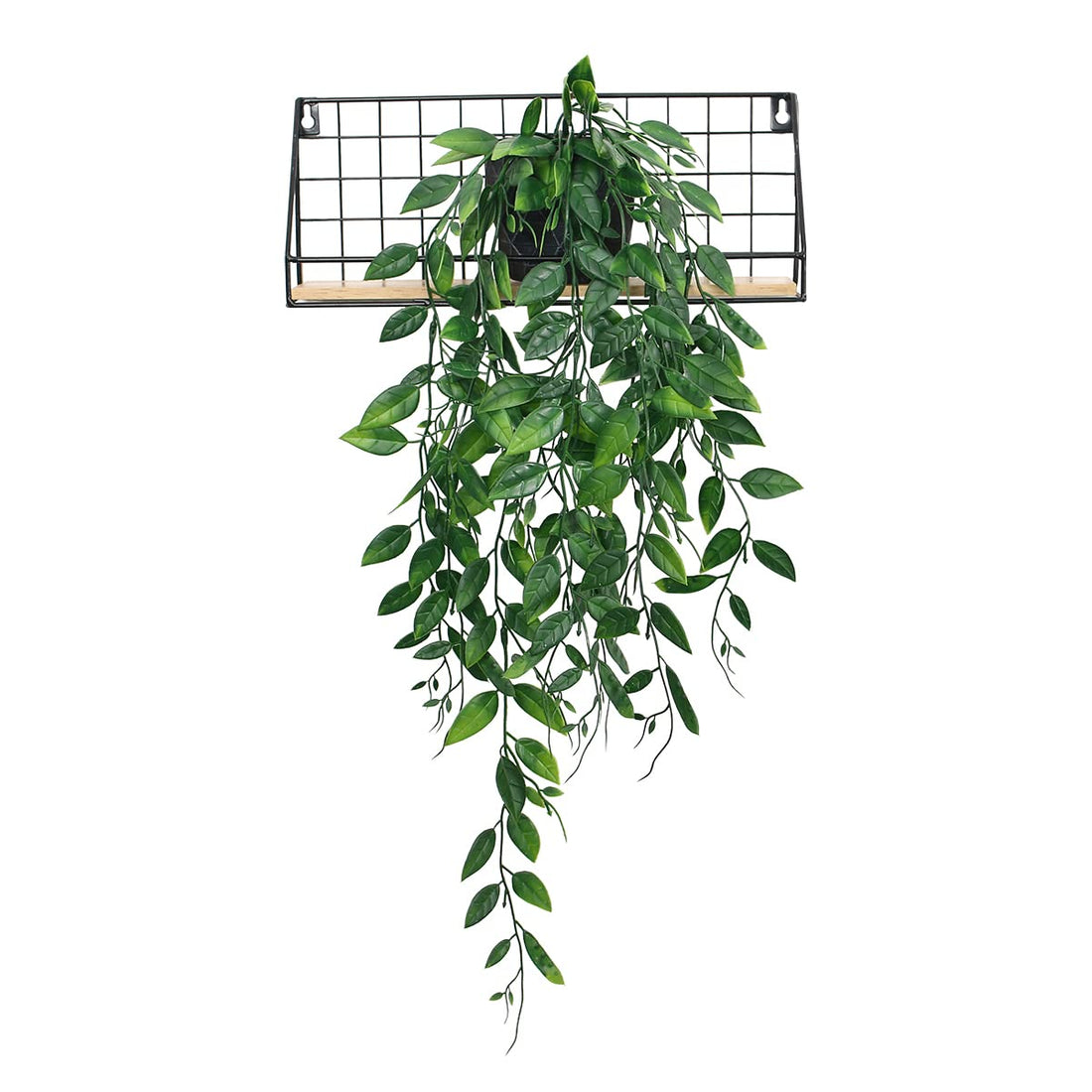 Artificial Hanging Plants Fake Pea Vine in Ceramic Pot,Faux Ivy Potted Hanging Leaves Greenery Vines in Black Pot for Home Indoor Outdoor Décor (1)