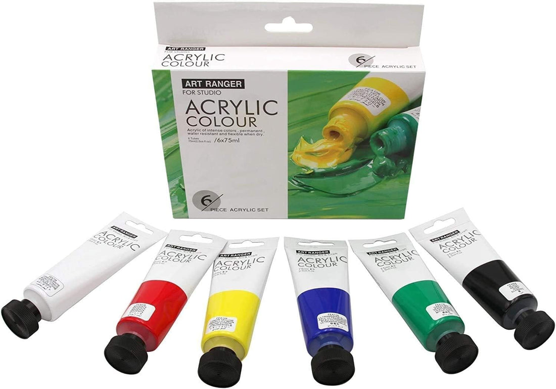 ALISUN Art Ranger Acrylic Paint Set 6 x 75 ml Primary Colours, Acrylic Artist Paint for Canvas