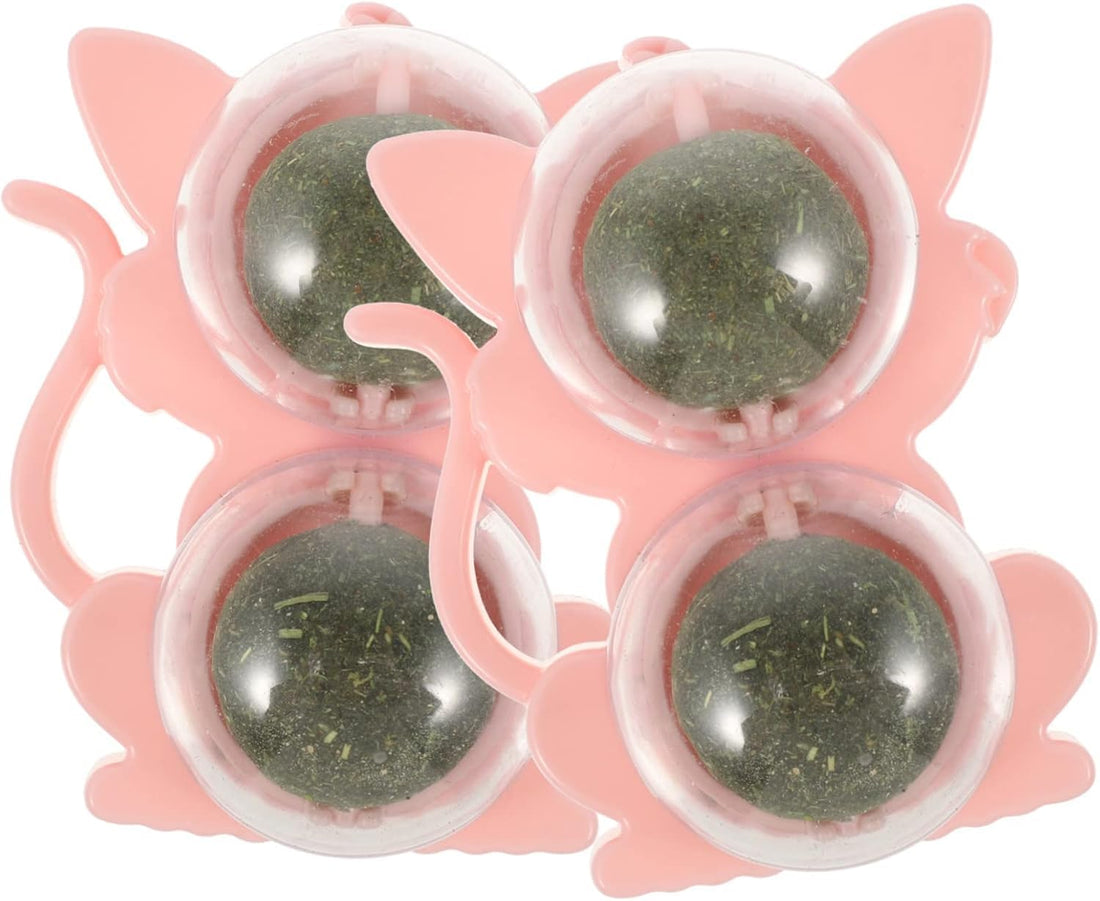 2 Pack Catnip Ball, Edible Wall Ball with Catnip Flavor, 2 Cat Lick Ball, Rotatable Catnip Ball for Chewing, Teeth Cleaning, Biting, Dental Care for Cats