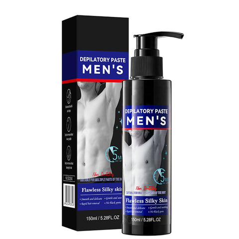 Hair Removal Cream for Men, Men's Depilatory Paste, Painless, Flawless, Soothing Depilatory for Unwanted Coarse Male Body Hair for All Skin Types, Fast & Effective Depilatory Cream
