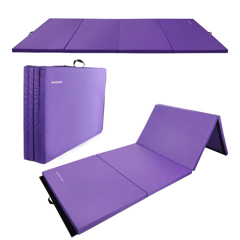 Fitvids Gymnastics Mats for Tumbling, 4'x8'x2" Folding Exercise Gym Mat with Carrying Handles High-Density Anti-Tear Martial Arts Fitness Aerobics Mat for Home Gym Yoga Pilates MMA Core Training