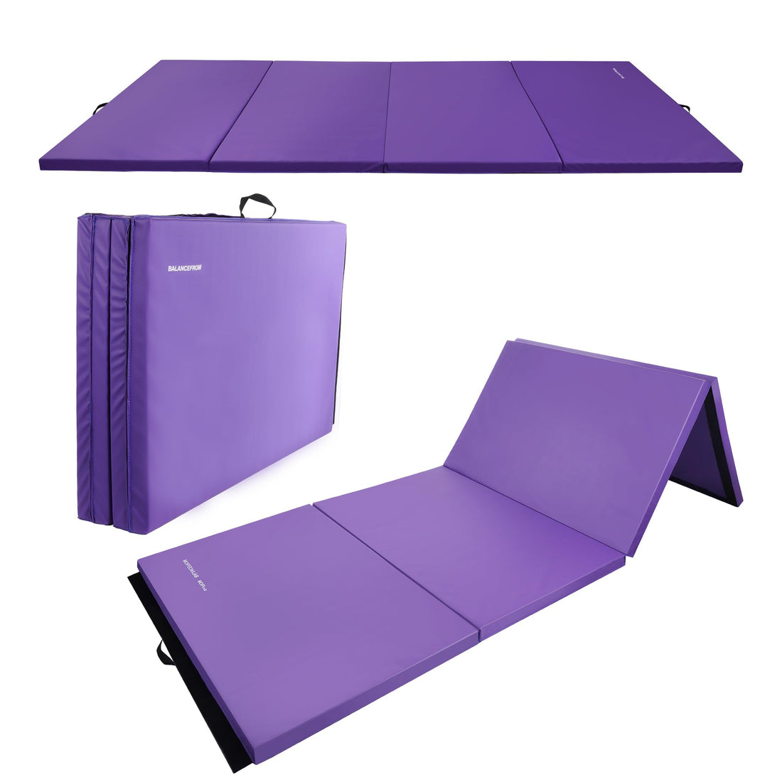 Fitvids Gymnastics Mats for Tumbling, 4'x8'x2" Folding Exercise Gym Mat with Carrying Handles High-Density Anti-Tear Martial Arts Fitness Aerobics Mat for Home Gym Yoga Pilates MMA Core Training
