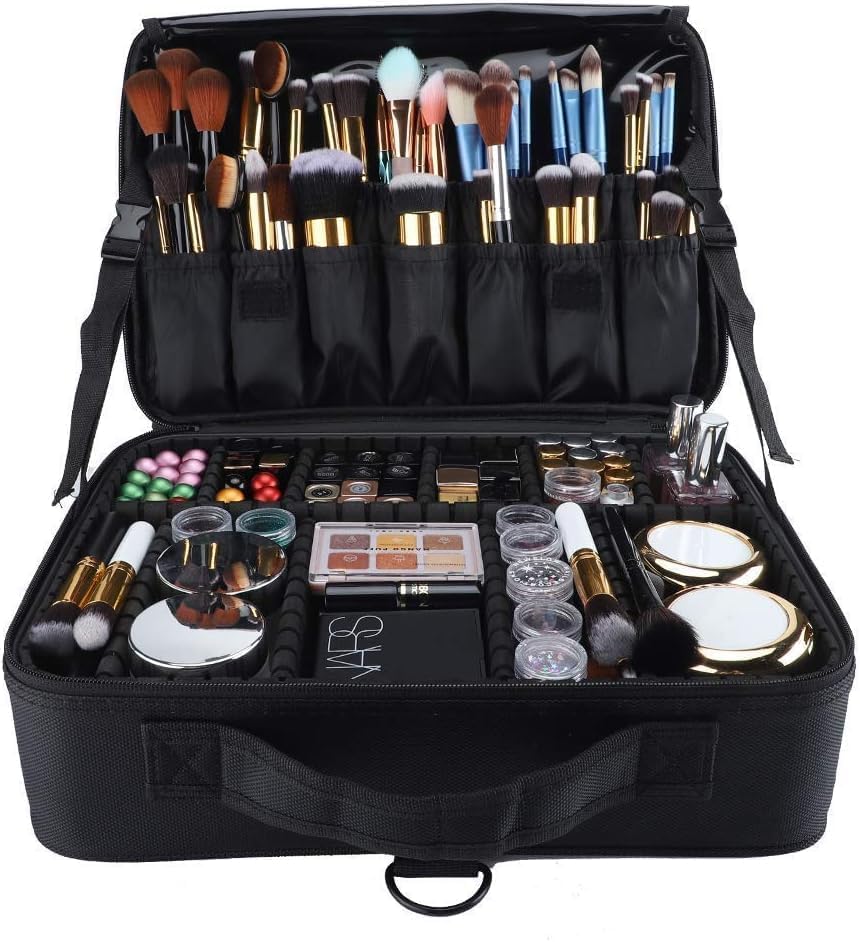 Large Capacity Makeup Organizer Bag and Cosmetic Travel Case Waterproof Portable Accessory Storage Box for Daily Use and Professional Travel Packing
