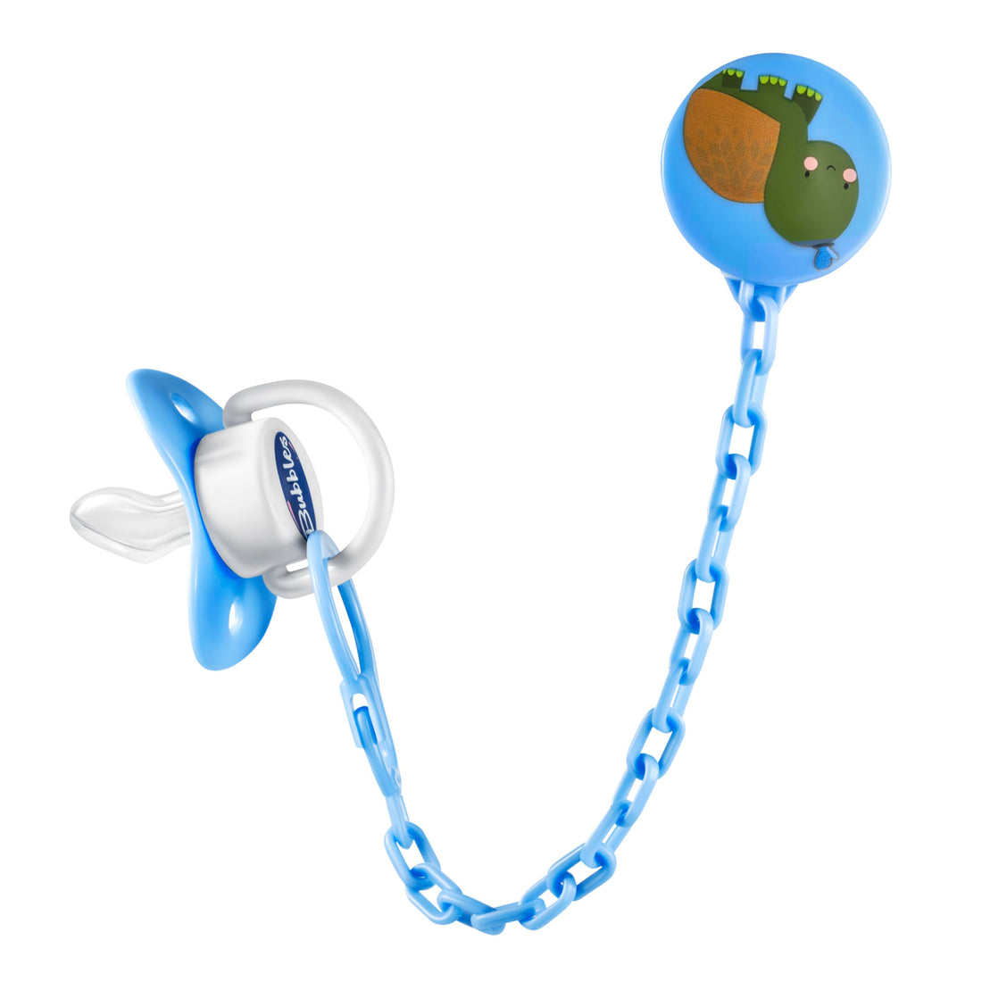 Bubbles pacifier with chain 0-3 Months Blue