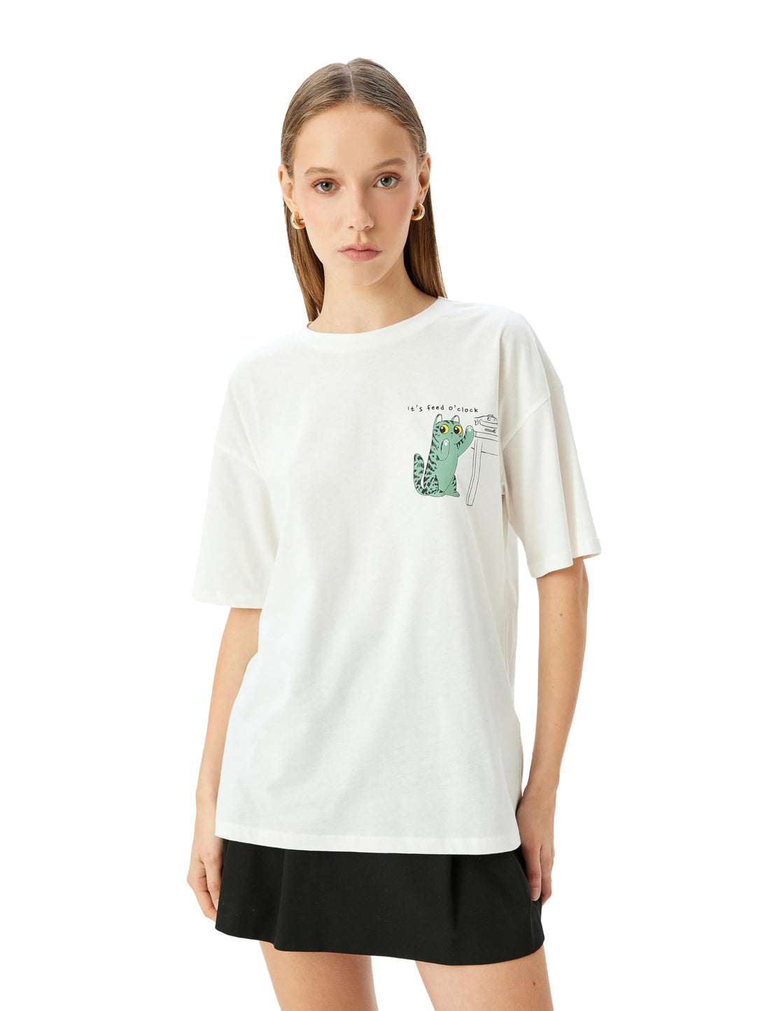KOTON Womens Printed T-Shirt Modern