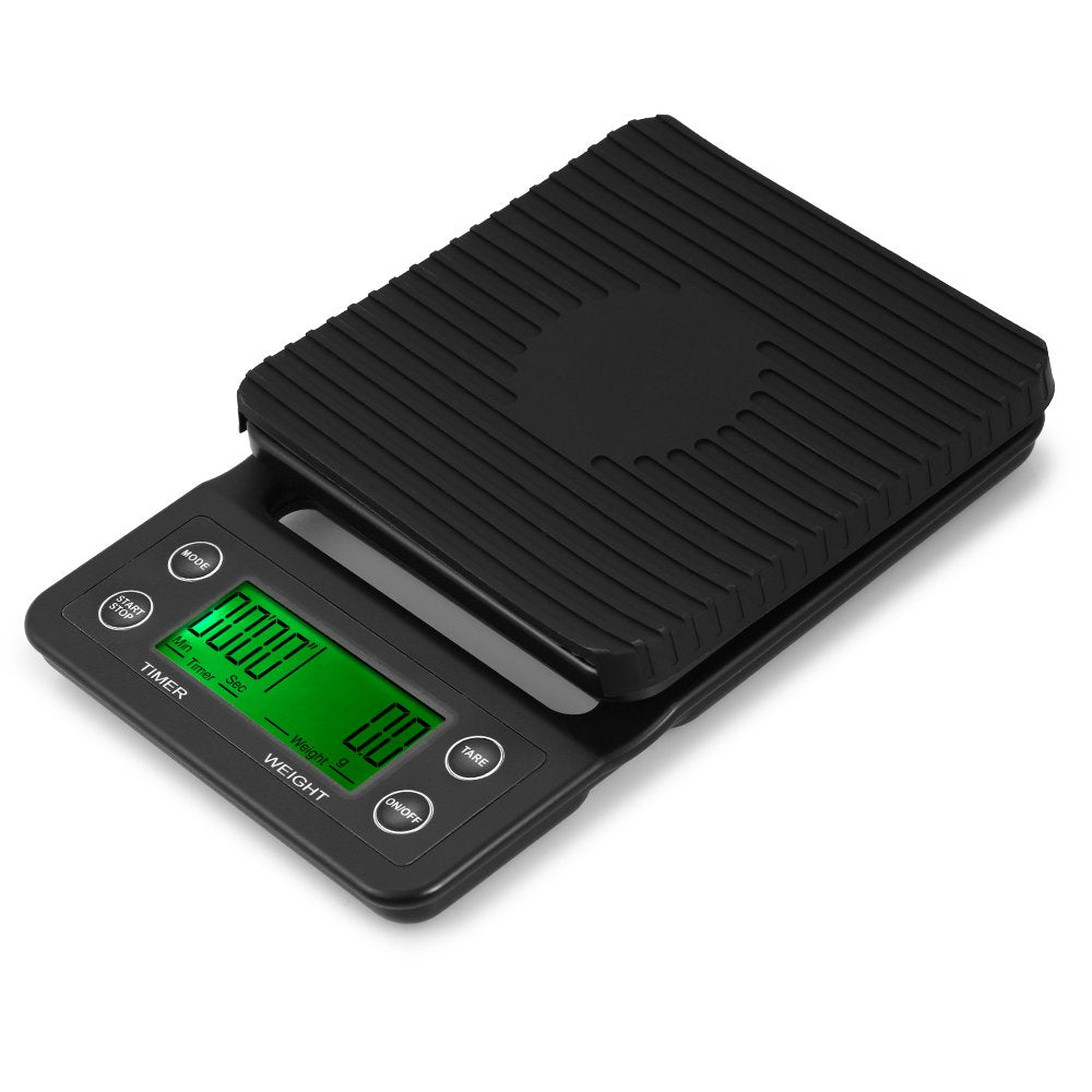 5kg/0.5g Coffee Drip Scale Accurate Electric Kitchen Scale with Large Clear LCD Display Coffee Scale with Timer and Tare Function, Black