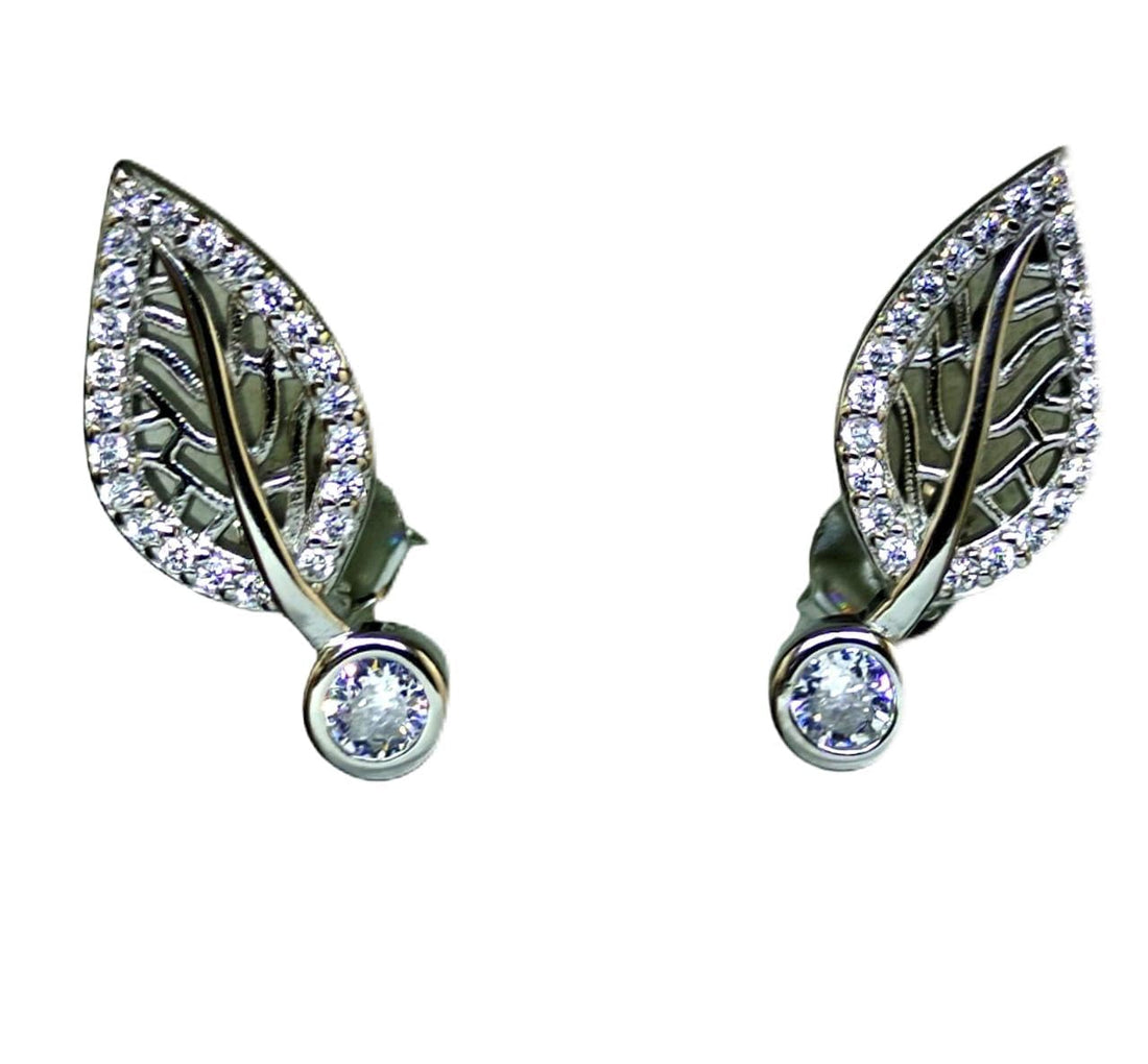 Women's 925 Swiss Silver White Gold Water Plated Earrings Studded With Genuine Swiss Zircon Stones That Are Bright And Beautiful.