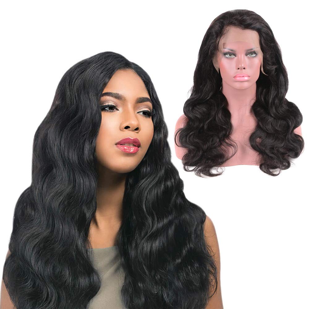 ECIF Zks-Ss 8"-22"Body Wave Black Brazilian Real Human Hair Hand-Woven Lace Front Wig Natural Color Fashion Wig (Color : Black, Size : 8 Inch)