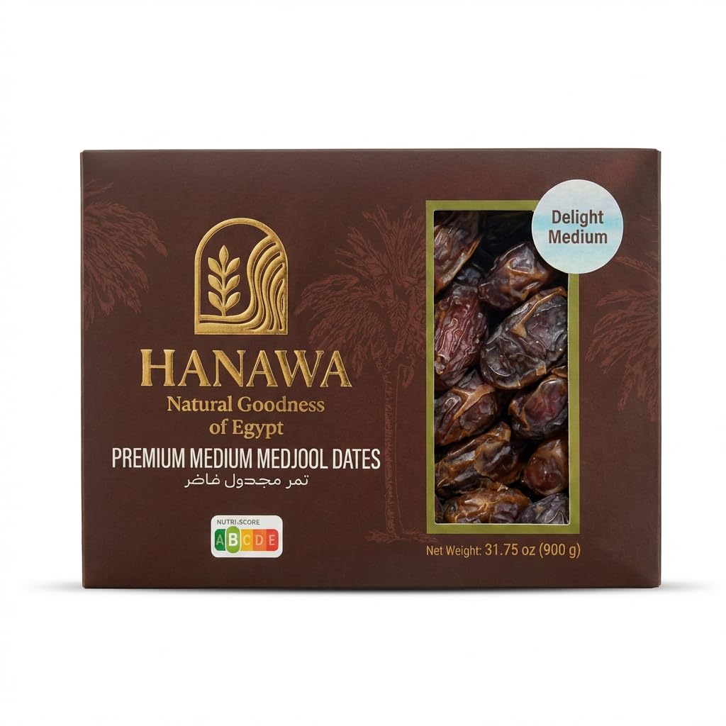 HANAWA تمر مجدول مصري فاخر 900 جم - طرى ميديوم - Delight Medium Medjool Dates