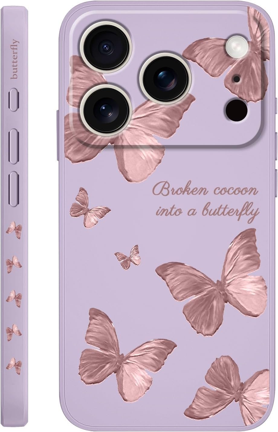 Fekra Red Butterfly for iPhone17 Pro max Case Scratch Resistant Soft Slim Fit Floral for iPhone 17 Pro max cover - (Purple, iPhone 17 Pro max)