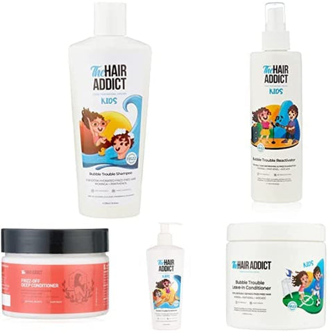 The Hair Addict Kids Ultimate Moisture Frizz-Off Deep Conditioner 300ml + Bubble Trouble Bundle