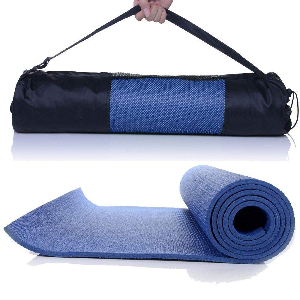 UFIT PVC YOGA MAT WITH CARRYING BAG - 6 MM - BLUE
