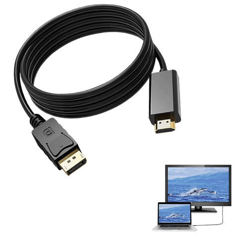 DisplayPort to HDMI Adapter Cable, 4K UHD, 1.8 m, Unidirectional Connection for HDTV, Monitor, Laptop, PC