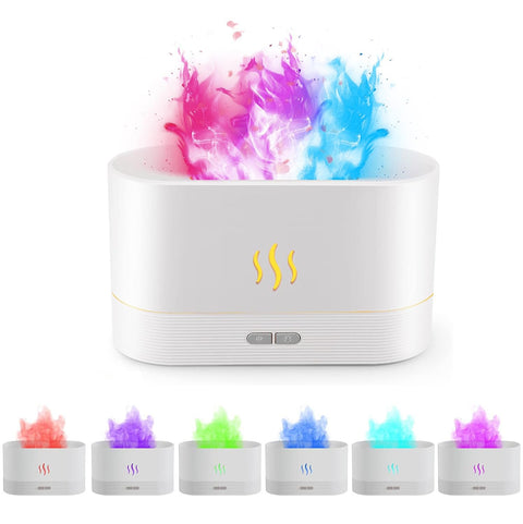 Essential Oil Diffuser,Imitation Flame Aromatherapy Diffuser, Aromatherapy Cool Mist Diffusers With Flame Effect,180ml Air Aroma Diffuser, Aroma Diffusers for Bedroom, Office, Spa, Yoga (White)