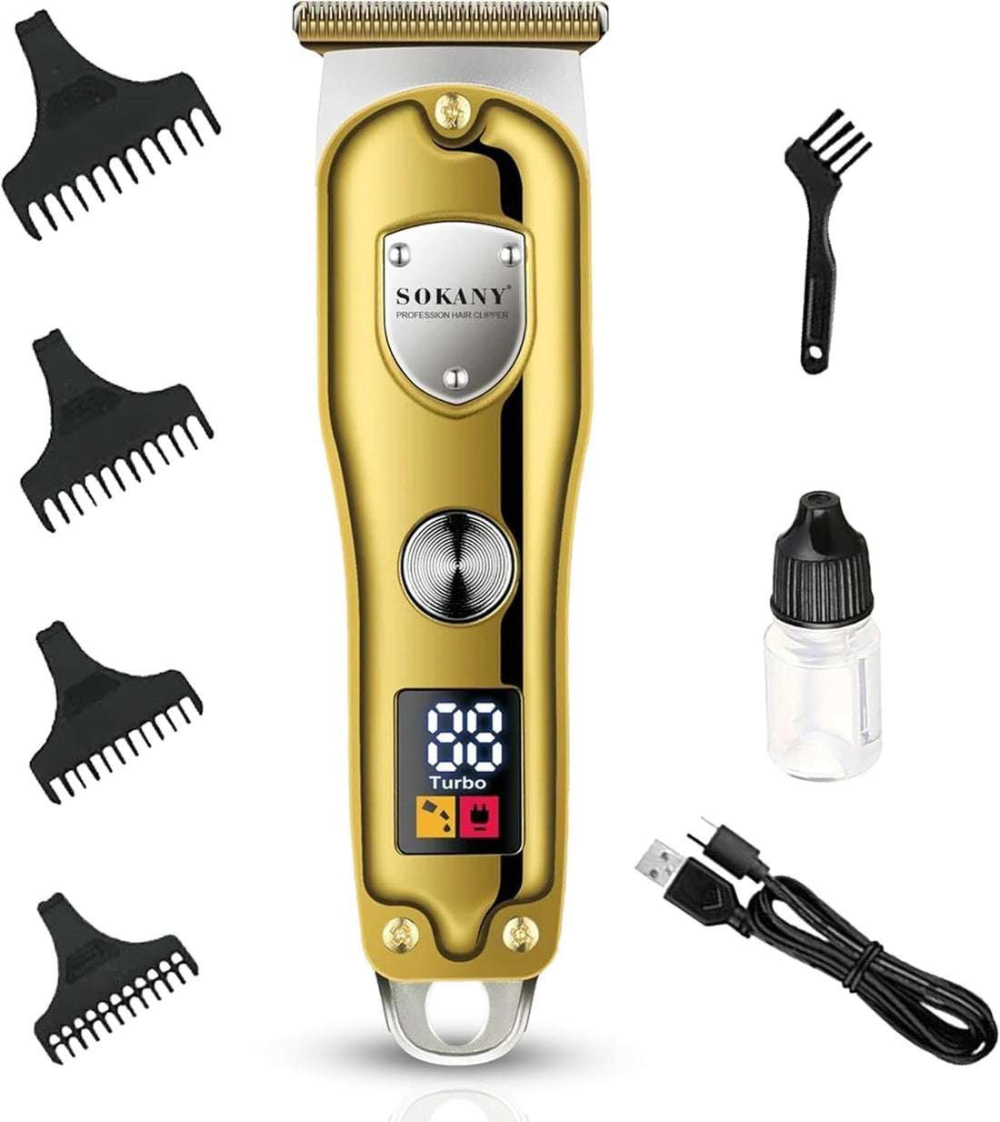 Hair Clipper & Trimmer, Stainless Steel Blades with 4 Combs, Hair Shaver with LCD Display for Men, 120-Min Runtime, Precision Grooming, Salon-Quality, SK-LF-16004