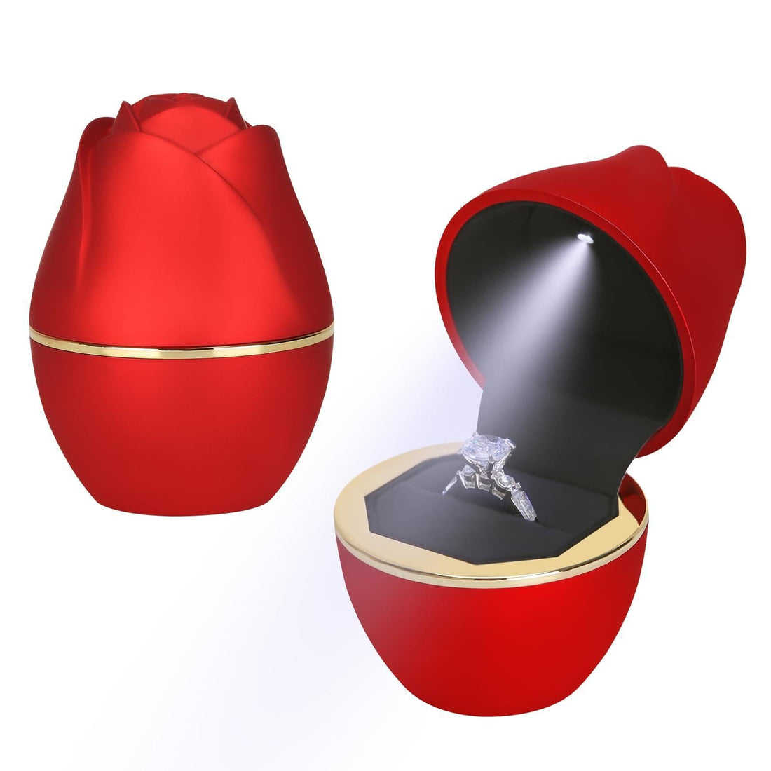 Wedding Box - Innovative Ring Presentation Case with Automatic Pop-Up Feature for Romantic Gifts and Special Moments (Model 4Red)