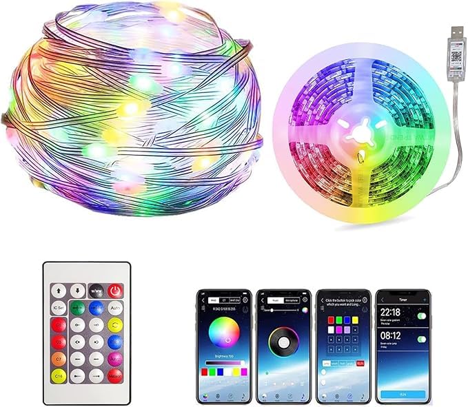 RGB Multi Color LED Strip Light with Remote 5M