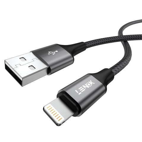 LENOK USB-A Charging Cable, Compatible with iPhone Port, Nylon Braided, Data Sync, for iPhone 14/13/12/11/X/XS/XR/8/8 Plus/SE (2 M)