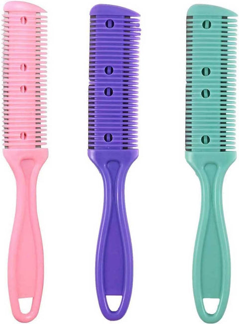 Hair Cutter Comb Dual Side Haircut Scissor Hair Cutting Trimming Comb with Stainless Steel Blade Hair Grooming Shaper Tool for Long or Short Hair(multicolor-1pc)
