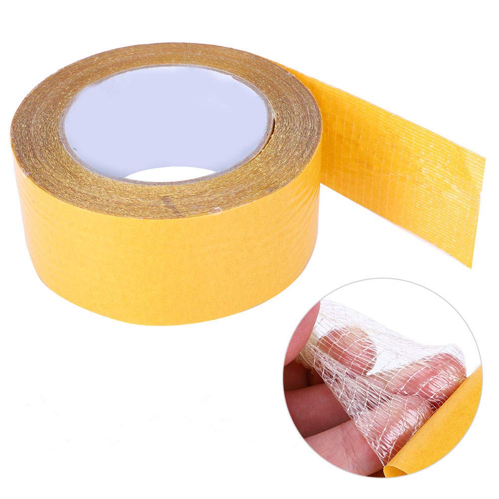 Double Sided Tape with 20m Waterproof Fiberglass Cross-Shaped Mesh Fiber Strong Tape Perfect for Office and Home or Classroom(50mm) Leather Tools