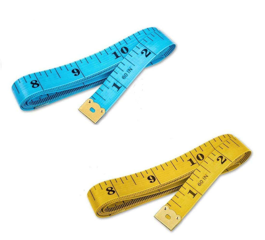 Tape Measure (2-Pack) - Soft Sewing Tape - 60 Inches & 150 cm - Dual Sided - Multi Colour (Blue & Yellow)