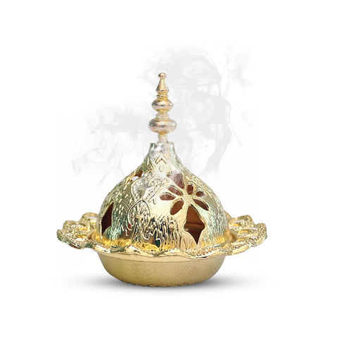 Metal Vintage Incense Burner, Mini Golden Aromatherapy Furnace for Stick and Cone Incense, Holder for Home Office Spa Teahouse Decoration (Pagoda)