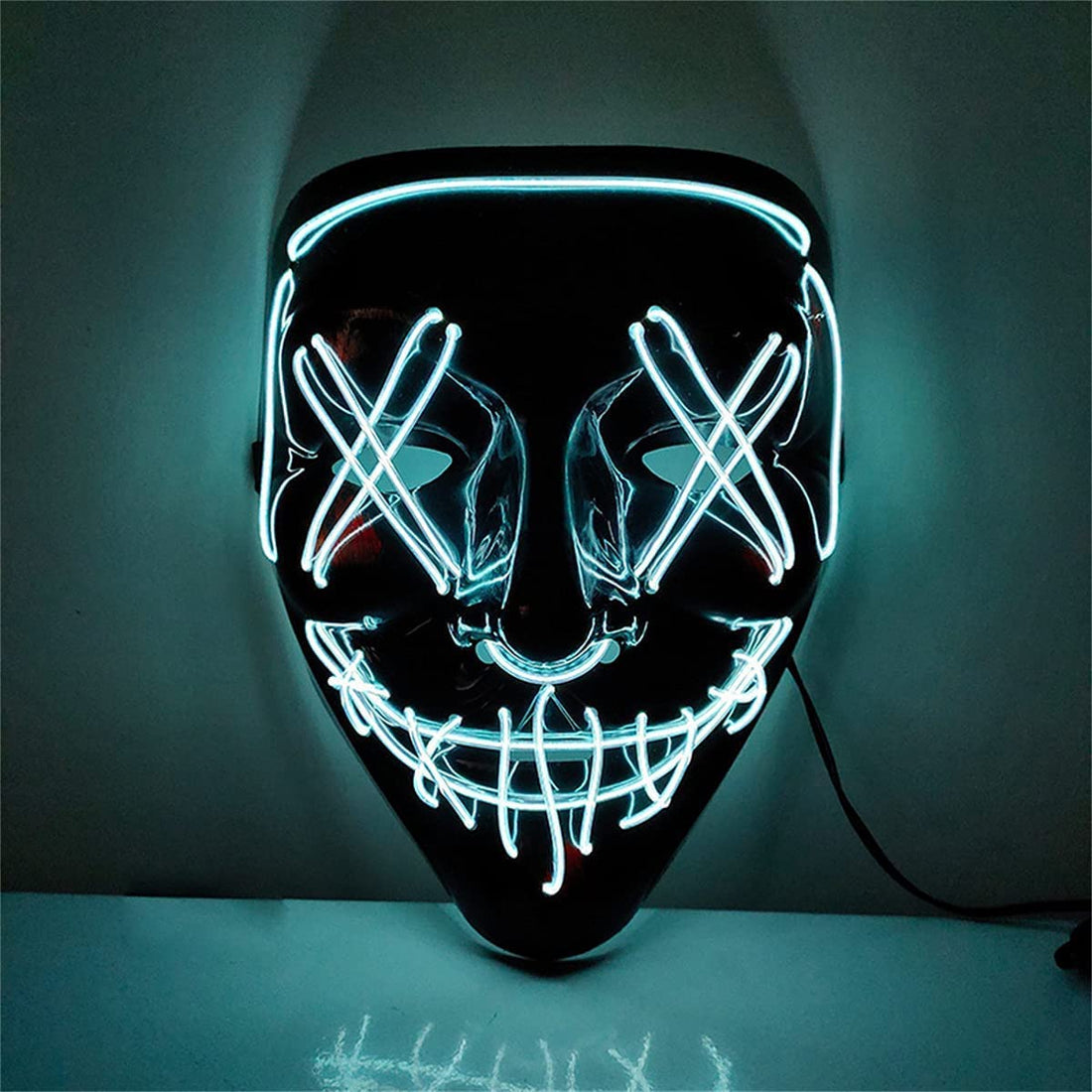 Wonka NeoGenius LED Light Up Mask for Halloween, Neon, and Bachelor Party Decoration (Ice Blue)