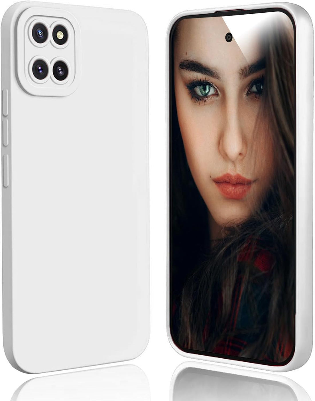 Silicone Case Compatible with Samsung Galaxy Note 10 Lite Soft Silicone Gel Rubber Shockproof Cover Matte Finish with Cloth Inner Lining (White)