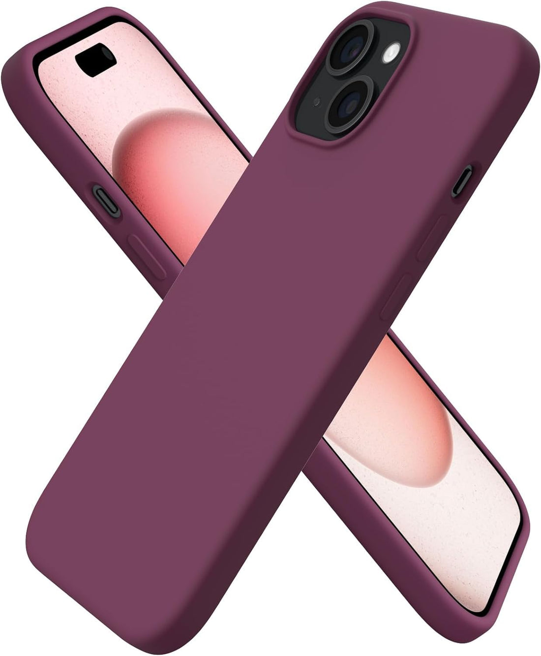 Compatible With iPhone 15 Case, Liquid Silicone Case, Full Body Shockproof Protective Cover [Soft Microfiber Lining], Slim Thin Phone Case for iPhone 15 6.1 inch, Chocolate (Win Red)