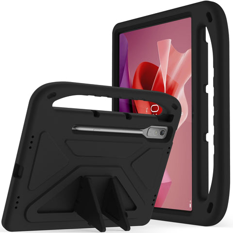 fashion mania for Lenovo Tab P12 12.7" (2023) Kids Case, Lightweight EVA Kid Friendly Shockproof Protective Case, Handle Stand Heavy Duty Tablet Cover (black)