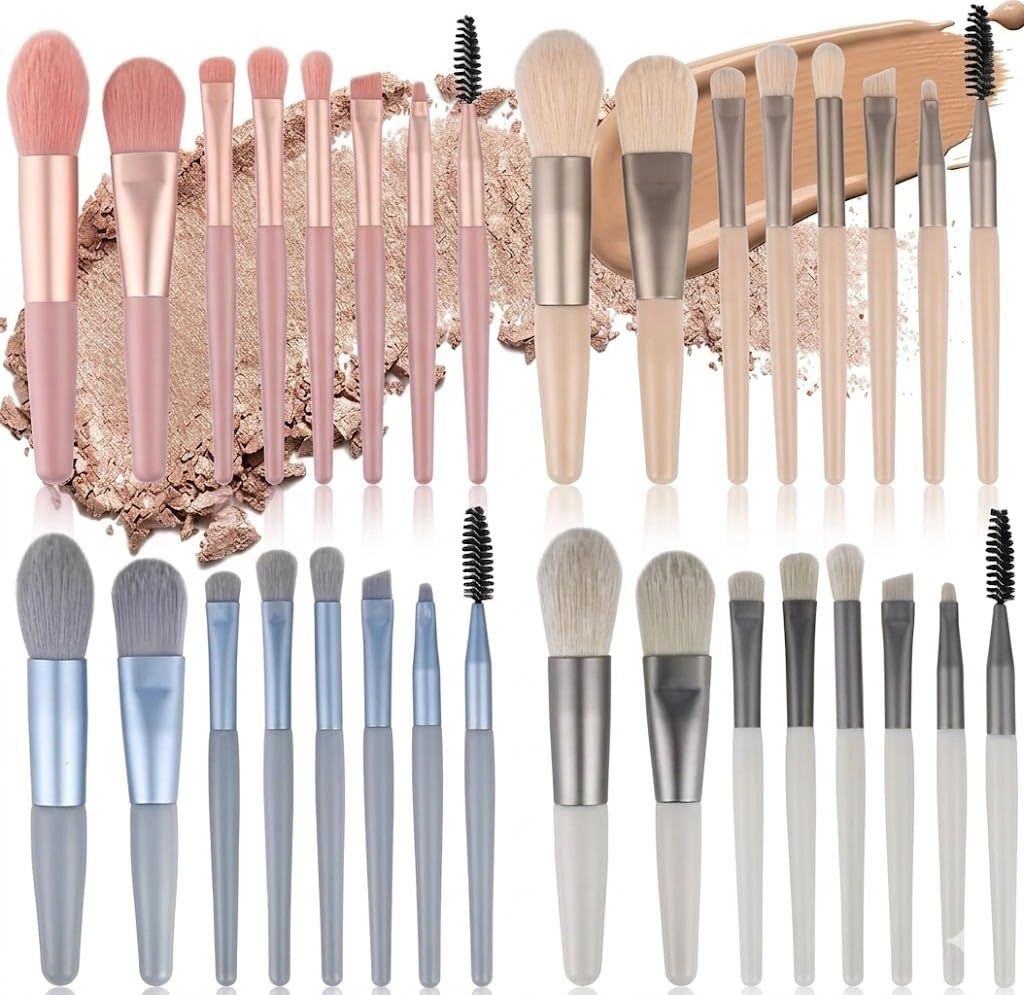 Professional Makeup Brush Set, 8Pcs Ultra Soft Purple Make Up Brushes with Foundation, Contour, Blush, Concealer, Eye Shadow, Blending, Liner Brush Tools, Gift for Women