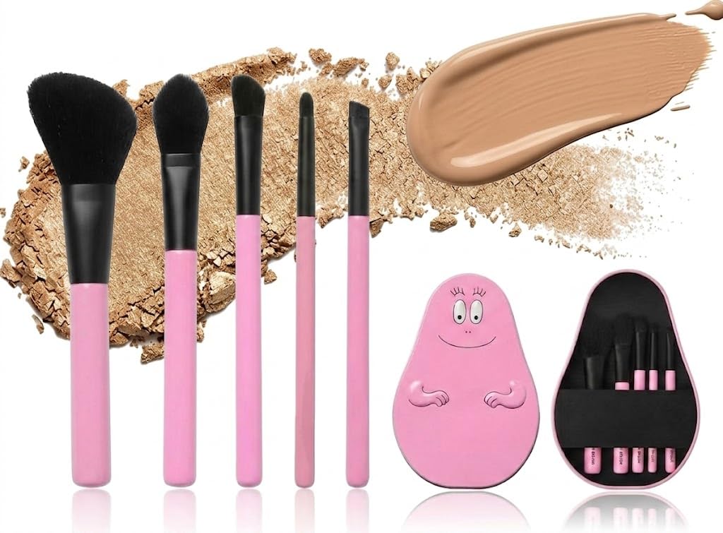 Makeup Brushes Makeup Brush Set 5 Pcs, Premium Synthetic Foundation Concealers Powder Blush Blending Makeup Brush Set Face Eye Shadows Angled Eyeliner-PINK