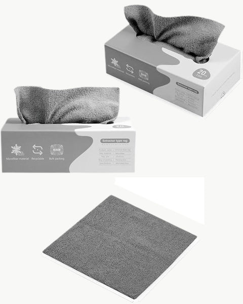 2 Microfiber Cleaning Towel Boxes Per Box (20 Pack Towels) - Reusable Microfiber Towels for Kitchens and Cars - Rimless Terry Towels, Small Microfiber Towel for Home and Kitchen (Grey)
