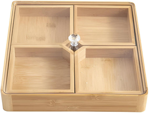 Divided Dessert Delivery Dish - Stylish Cheesecake Tray with Multiple Cabinets and Clear Cover - Keeps Food From Dust